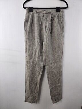 Lardini Tasca Pantalone Trouser Pocket Flax Linen Straight Leg Drawstring Pants